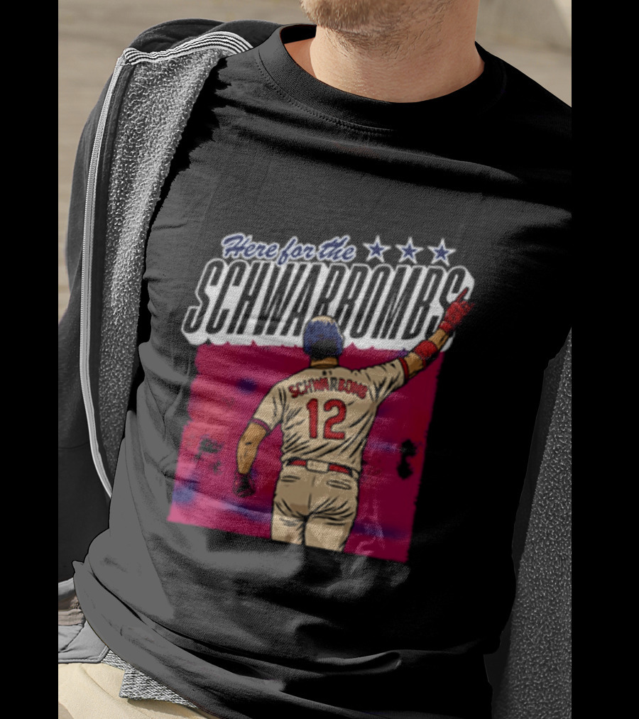 Here For The Schwarbombs Kyle Schwarber 12 Baseball T-Shirt