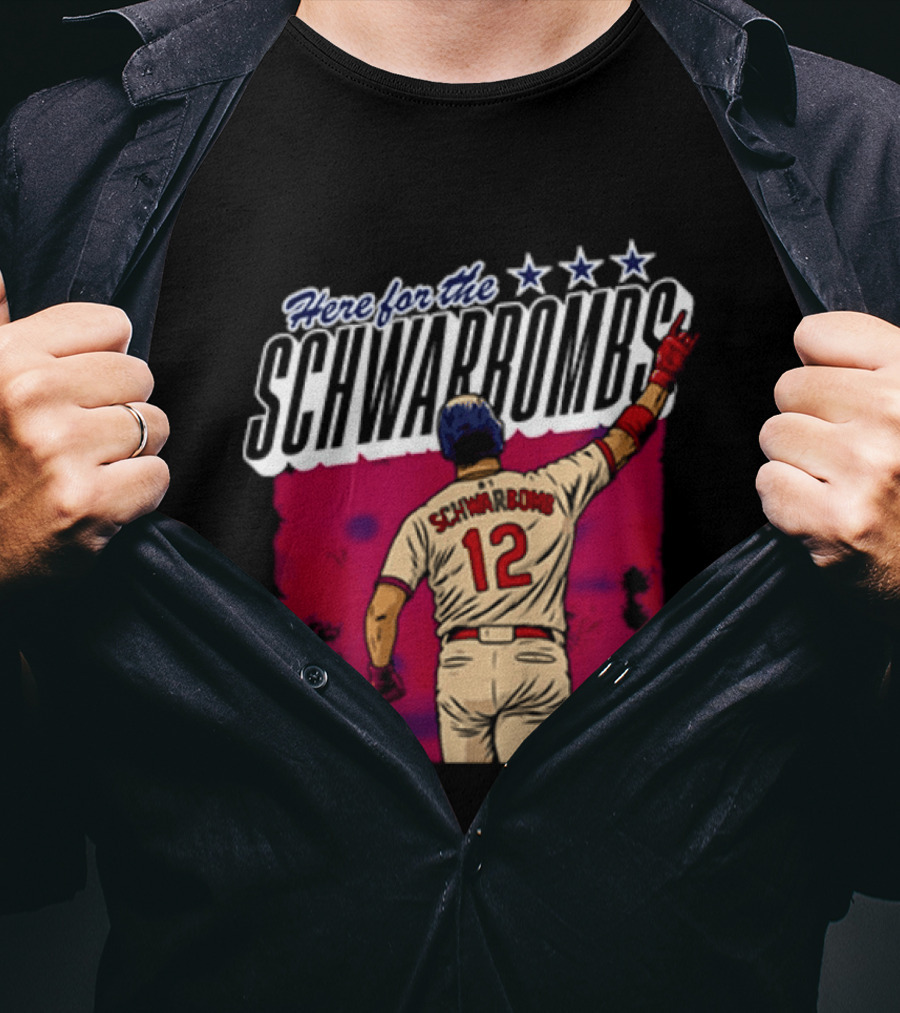 Here For The Schwarbombs Kyle Schwarber 12 Baseball T-Shirt