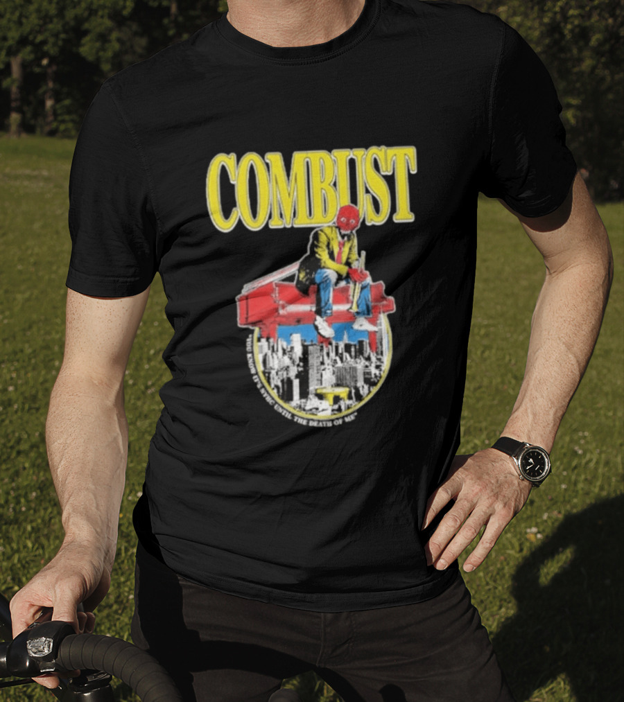 Combust Brooklyn Music Hall Of Williamsburg May 15 2026 Iconic Cityscape And Surreal Red Face T-Shirt