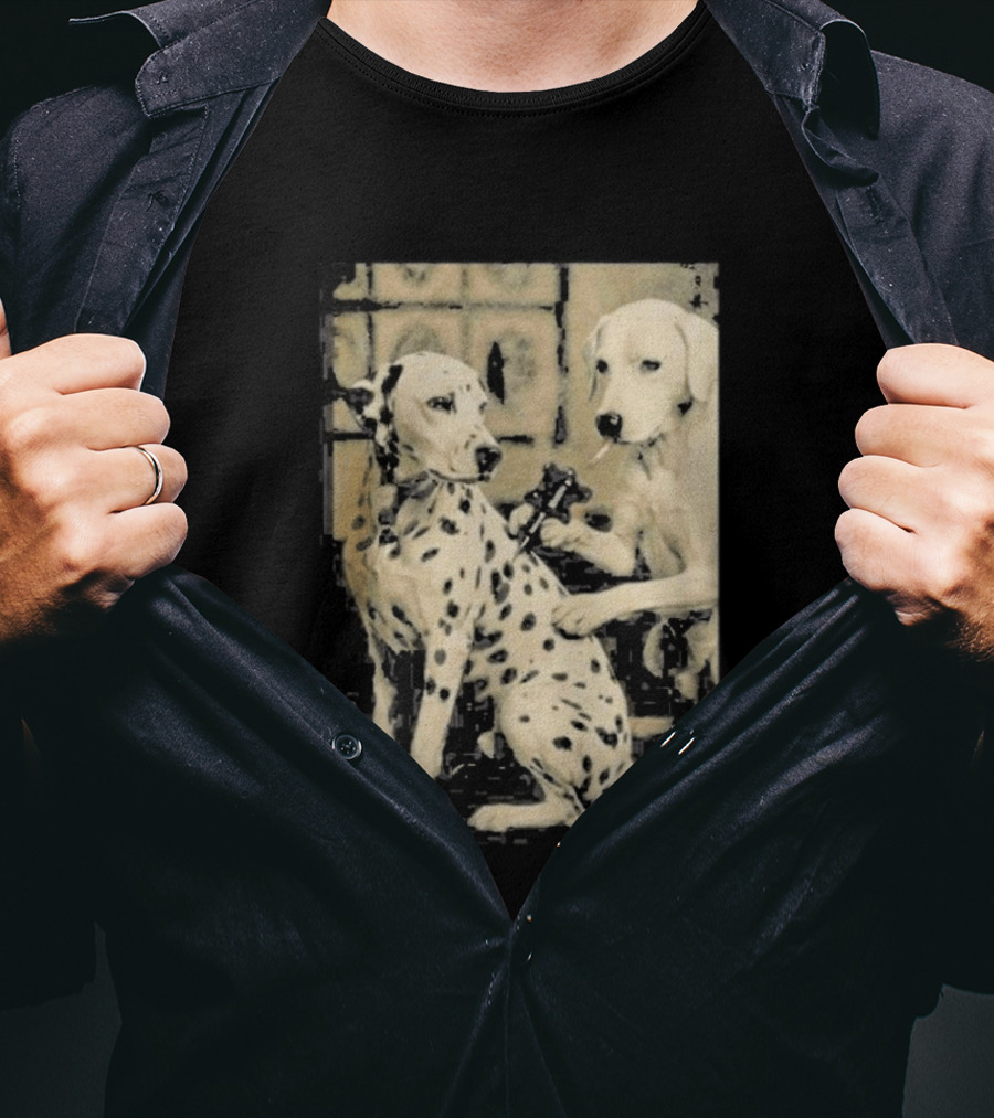 Dalmatian Dog Tattoo Artist Black And White Humor T-Shirt