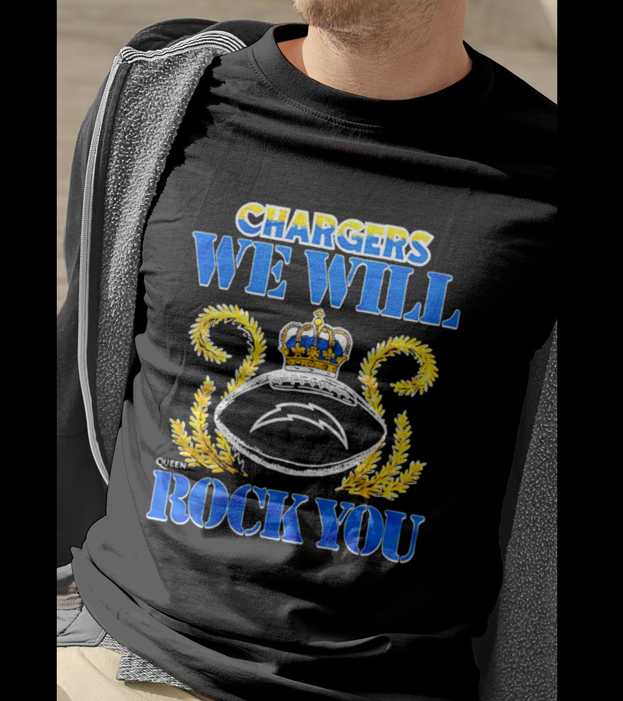 Chargers We Will Rock You Queen 2026 Football Crown Laurel T-Shirt