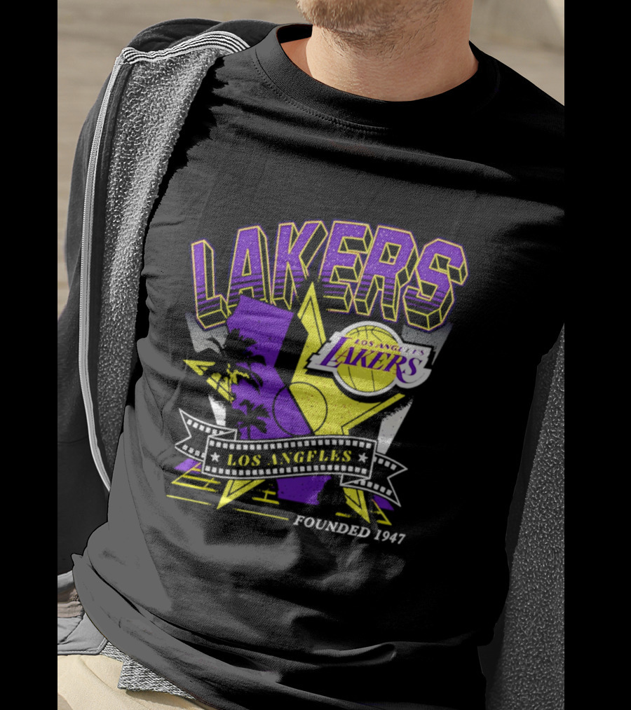Los Angeles Lakers Founded 1947 NBA Team California Map T-Shirt