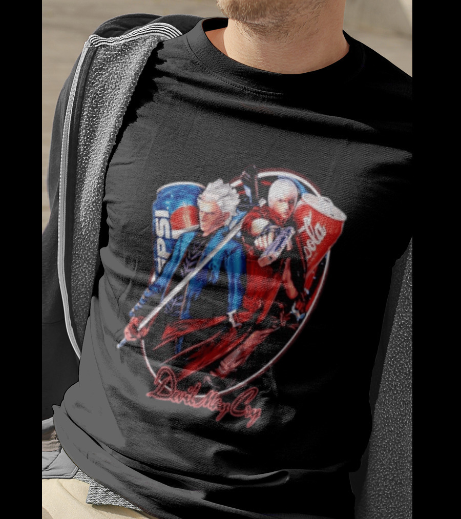 Devil May Cry Dante Vergil Pepsi Coca Cola Drink Battle T-Shirt