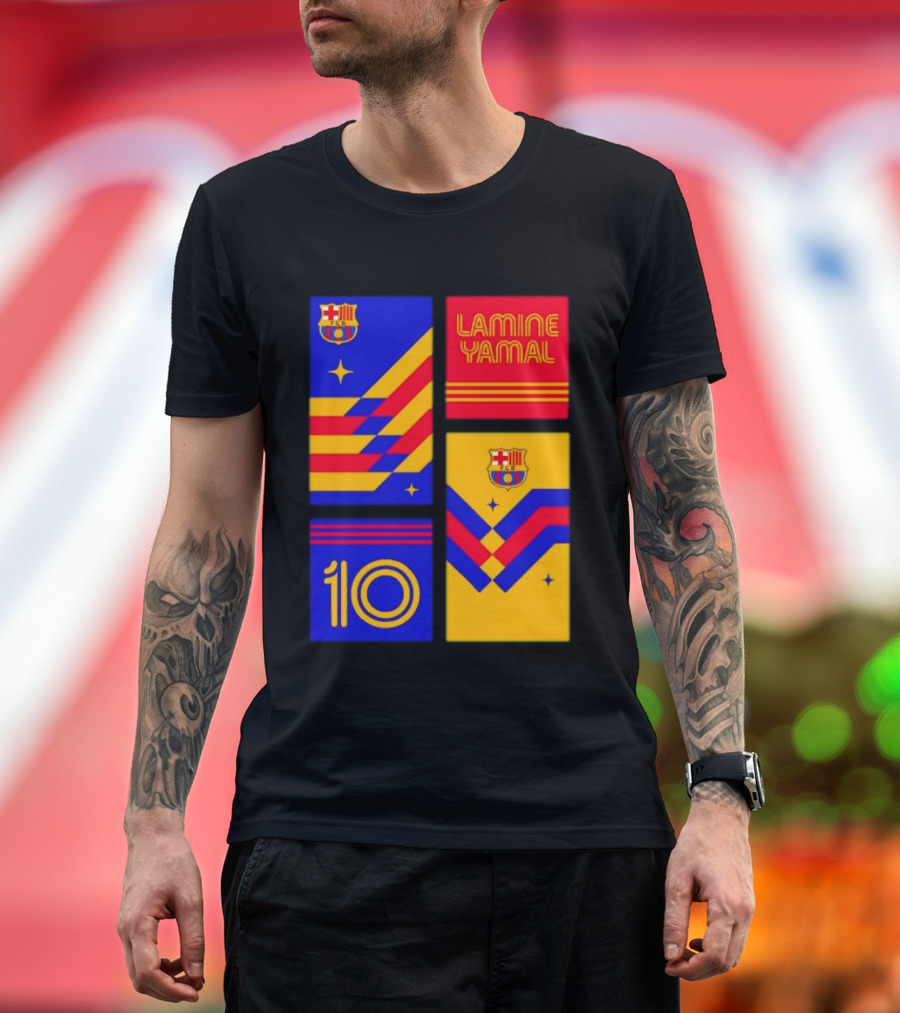FC Barcelona Lamine Yamal 10 Vibes With Team Colors And Crest T-Shirt