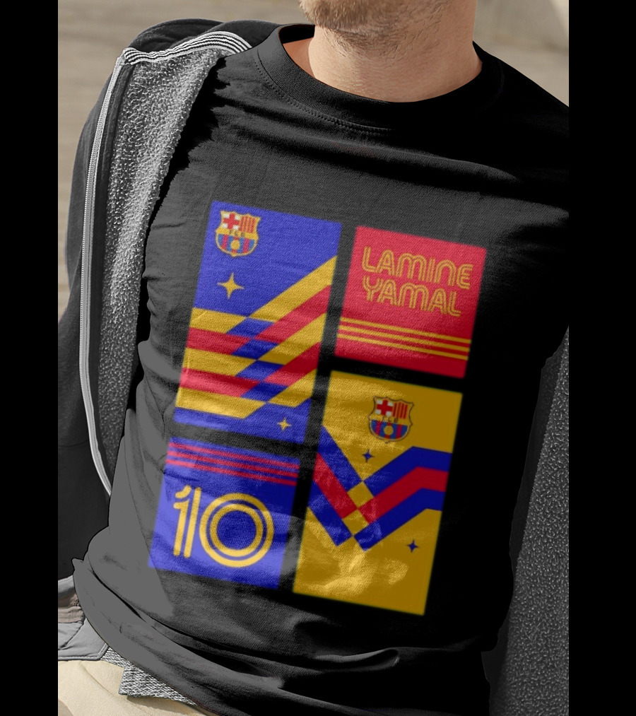 FC Barcelona Lamine Yamal 10 Vibes With Team Colors And Crest T-Shirt