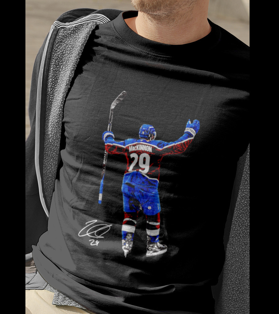 Nathan MacKinnon 29 Colorado Avalanche Hockey Celebration T-Shirt