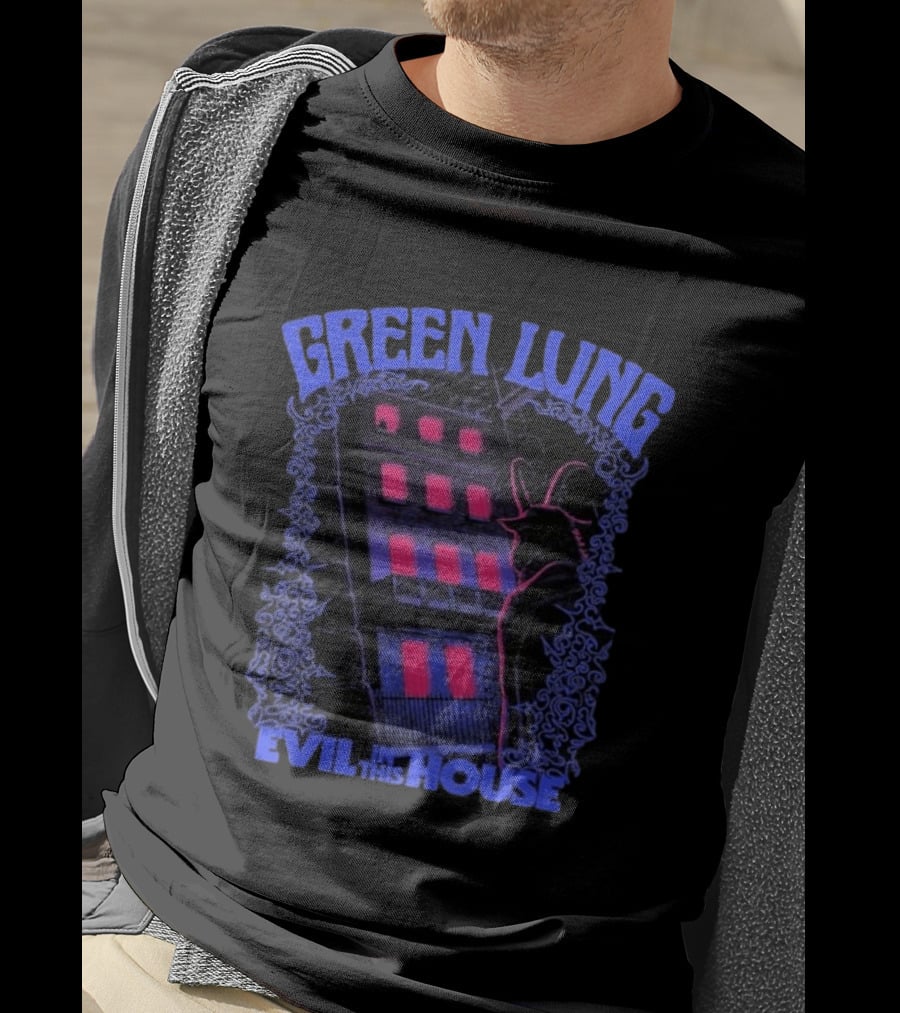 Green Lung Necropolitan Exclusive Evil In This House Haunted Building And Creature T-Shirt