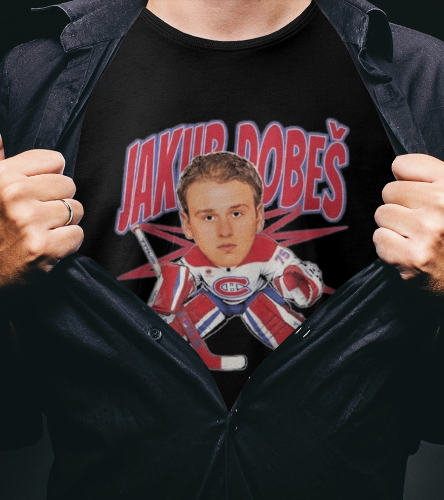 Jakub Dobeš Hockey Montreal Canadiens Goalie Caricature T-Shirt