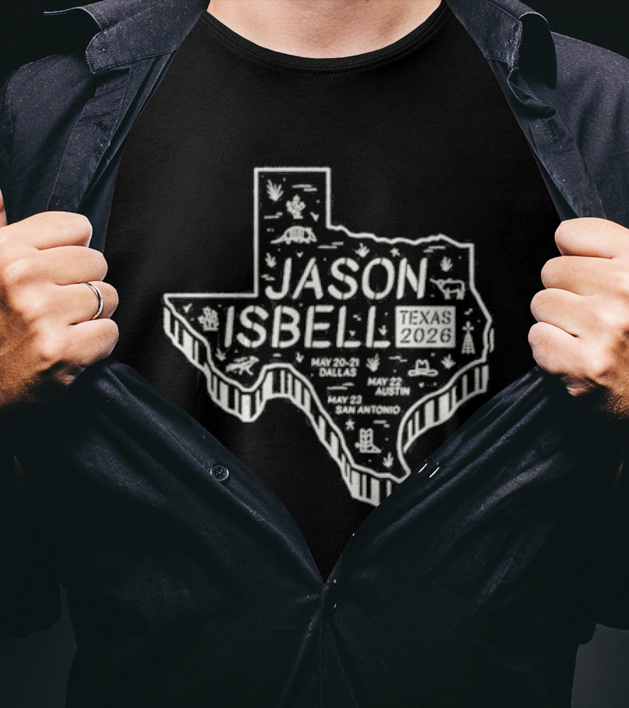 Jason Isbell Texas Map Tour May 2026 T-Shirt