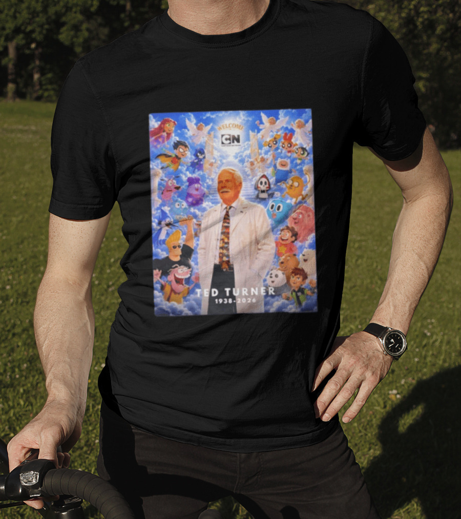 Welcome Cartoon Network Ted Turner 1938 2026 Characters Heaven T-Shirt