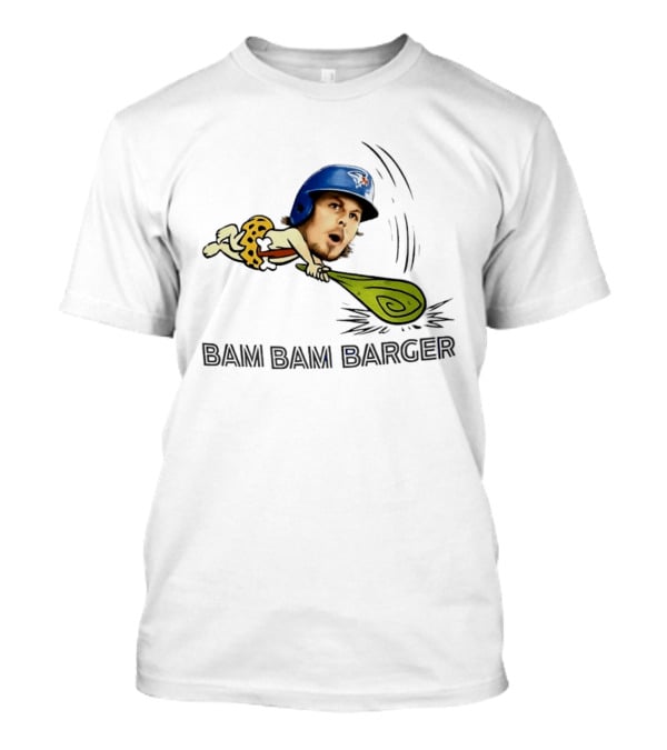 Bam Bam Barger Blue Jays Baseball Cartoon Helmet Bat T-Shirt