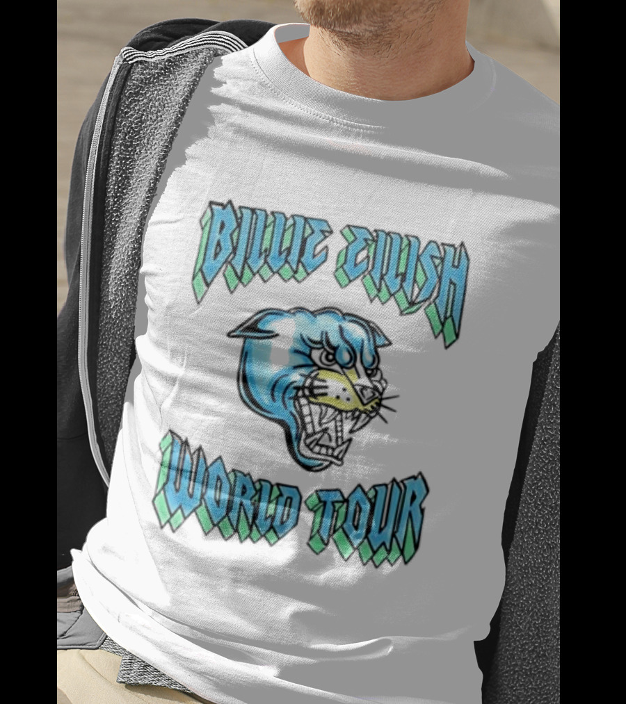 Billie Eilish World Tour Blue Panther Head T-Shirt
