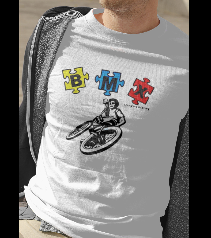 BMX Puzzle Pieces Bike Rider Autism T-Shirt