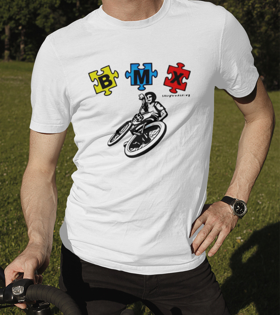 BMX Puzzle Pieces Bike Rider Autism T-Shirt