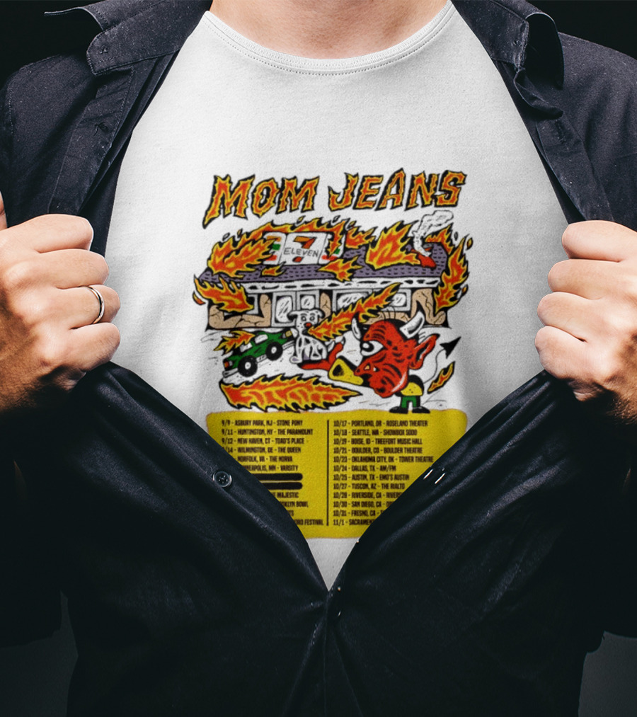 Mom Jeans Fire House Tour Dates With Dog And Devil T-Shirt