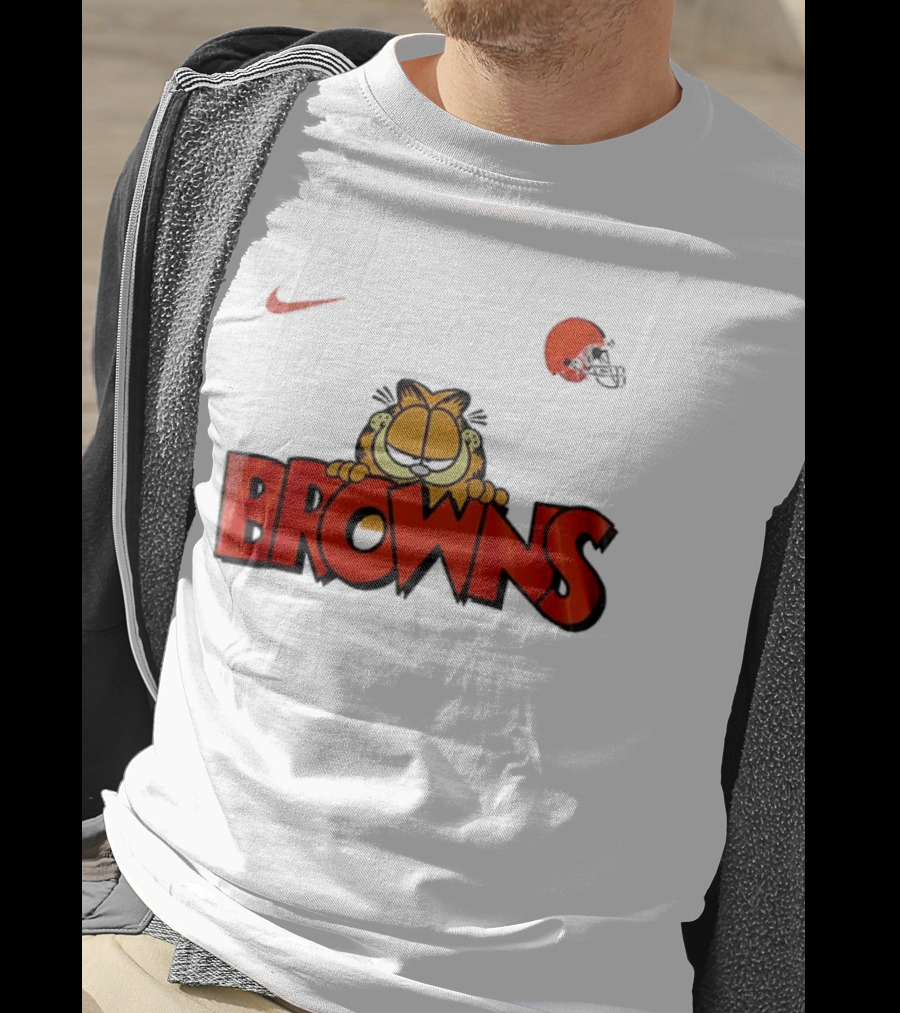 Cleveland Browns Garfield Orange Cat Helmet Nike T-Shirt