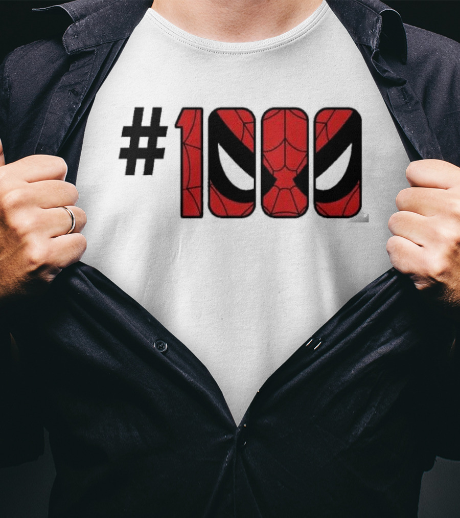 #1000 Spider Man Mask Red Web T-Shirt