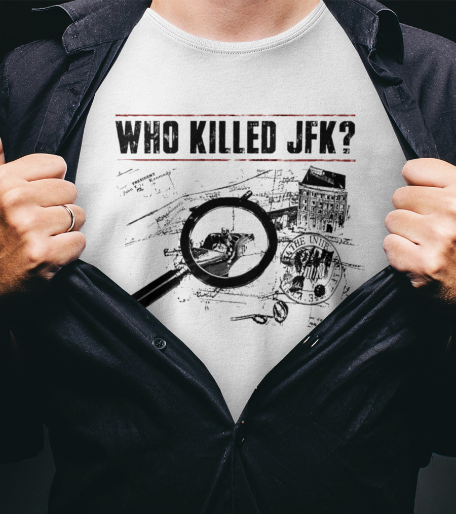 Who Killed JFK Investigation Files Magnifying Glass Blueprint T-Shirt