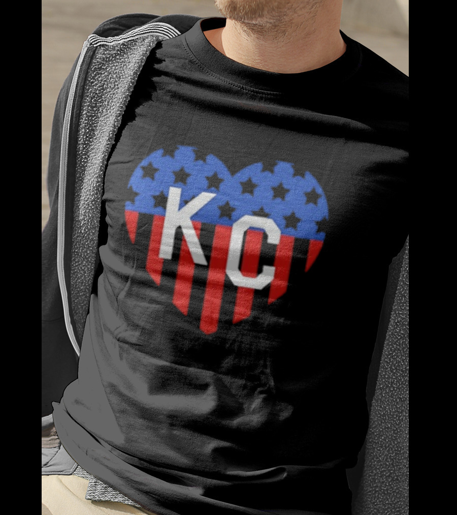 USA Stars Stripes Heart KC Kansas City T-Shirt
