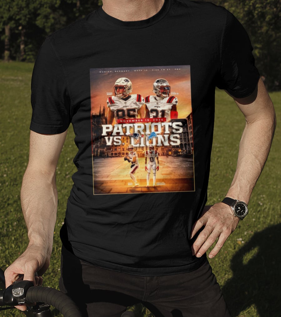 New England Patriots Vs Detroit Lions November 15 2026 Munich Germany Week 10 FOX T-Shirt