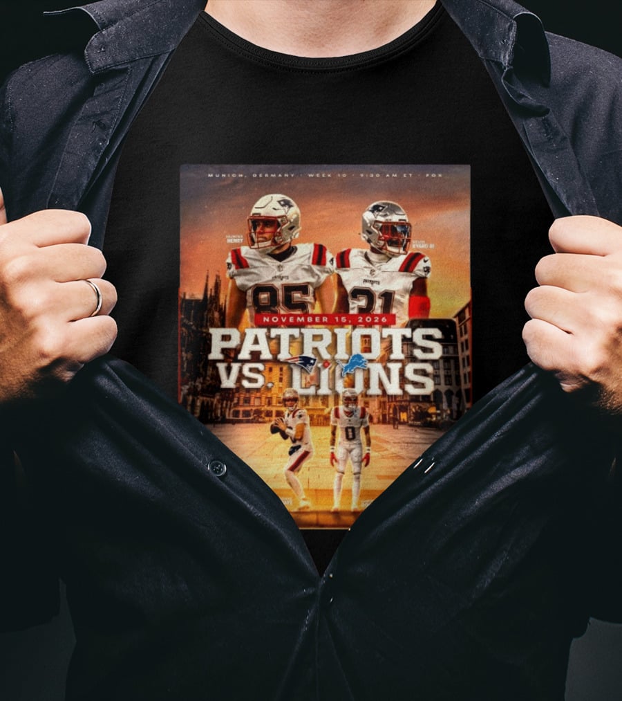New England Patriots Vs Detroit Lions November 15 2026 Munich Germany Week 10 FOX T-Shirt