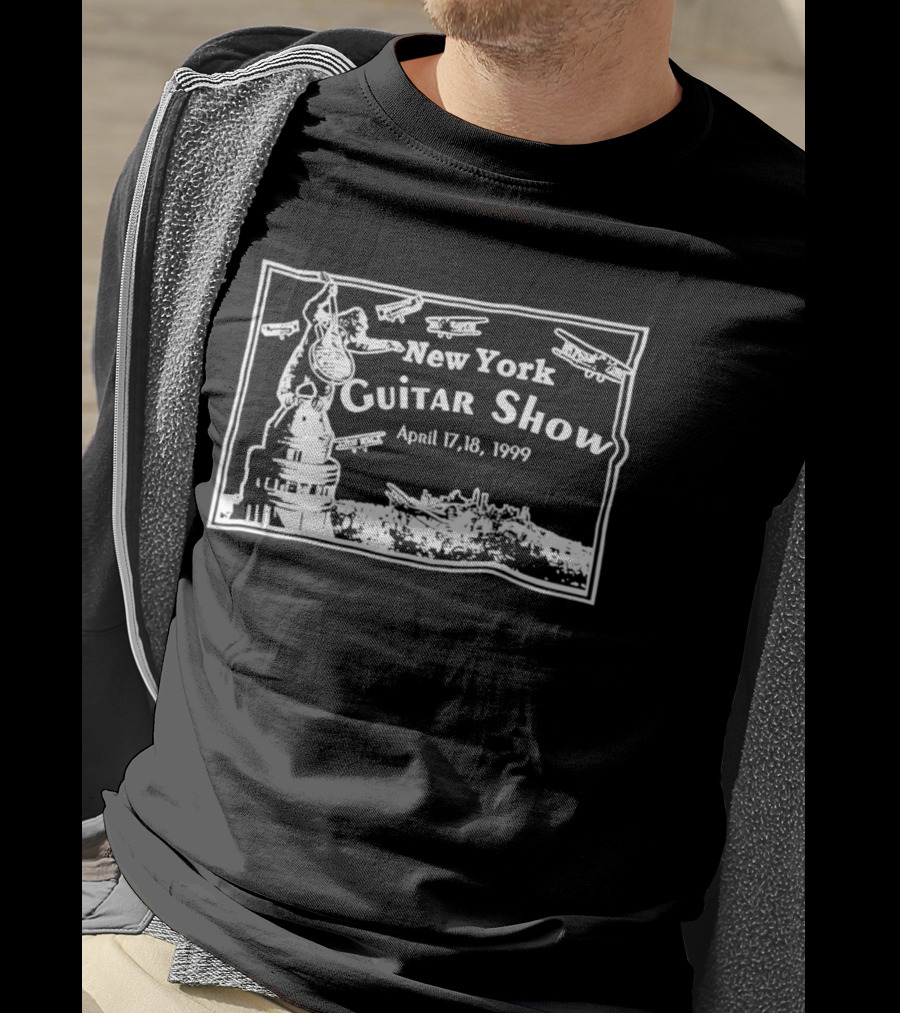 New York Guitar Show April 17 18 1999 Statue Of Liberty Airplanes T-Shirt
