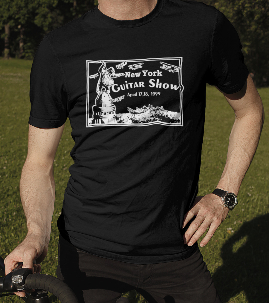 New York Guitar Show April 17 18 1999 Statue Of Liberty Airplanes T-Shirt