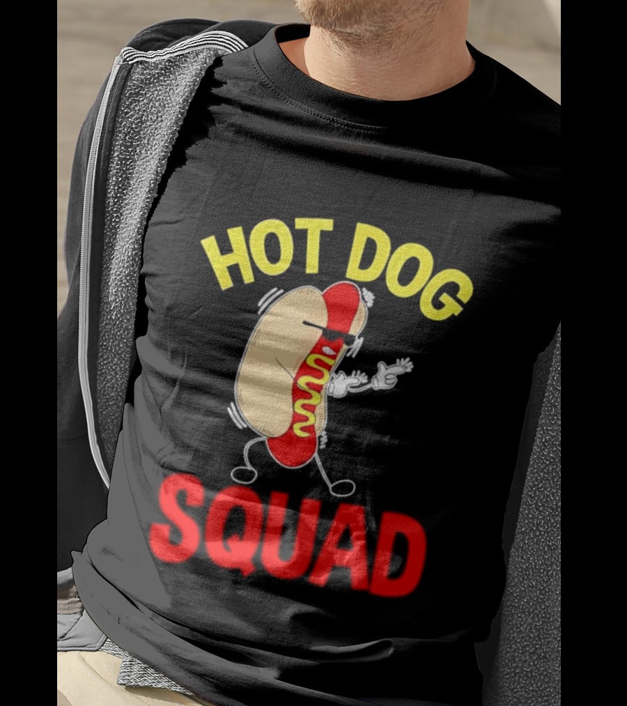Hot Dog Squad Funny Cartoon Mustard Enthusiasts T-Shirt