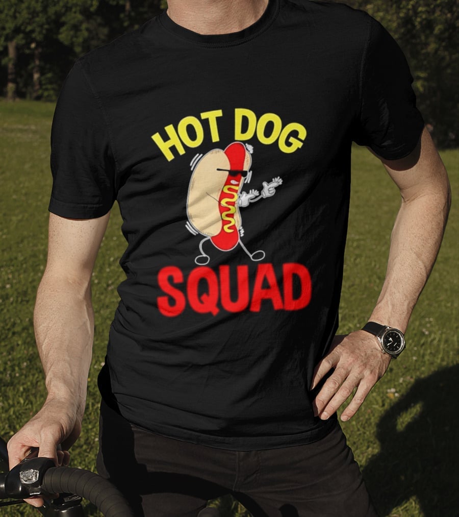 Hot Dog Squad Funny Cartoon Mustard Enthusiasts T-Shirt