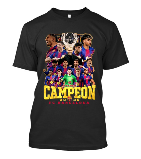 Laliga Campeón 2026 FC Barcelona Players Celebration T-Shirt
