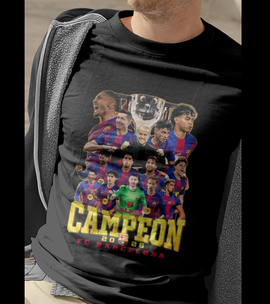 Laliga Campeón 2026 FC Barcelona Players Celebration T-Shirt