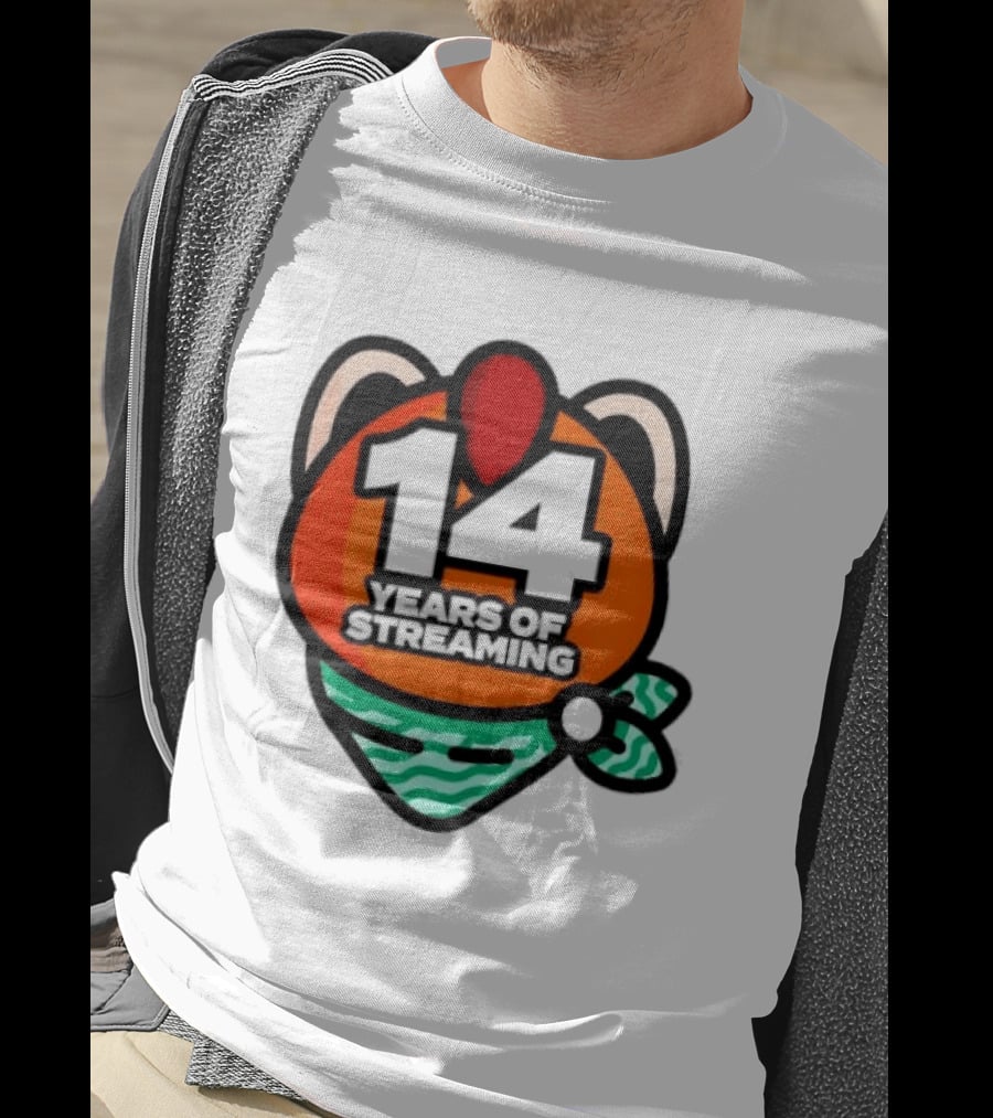 14 Years Of Streaming Cat Ear Design With Bandana T-Shirt