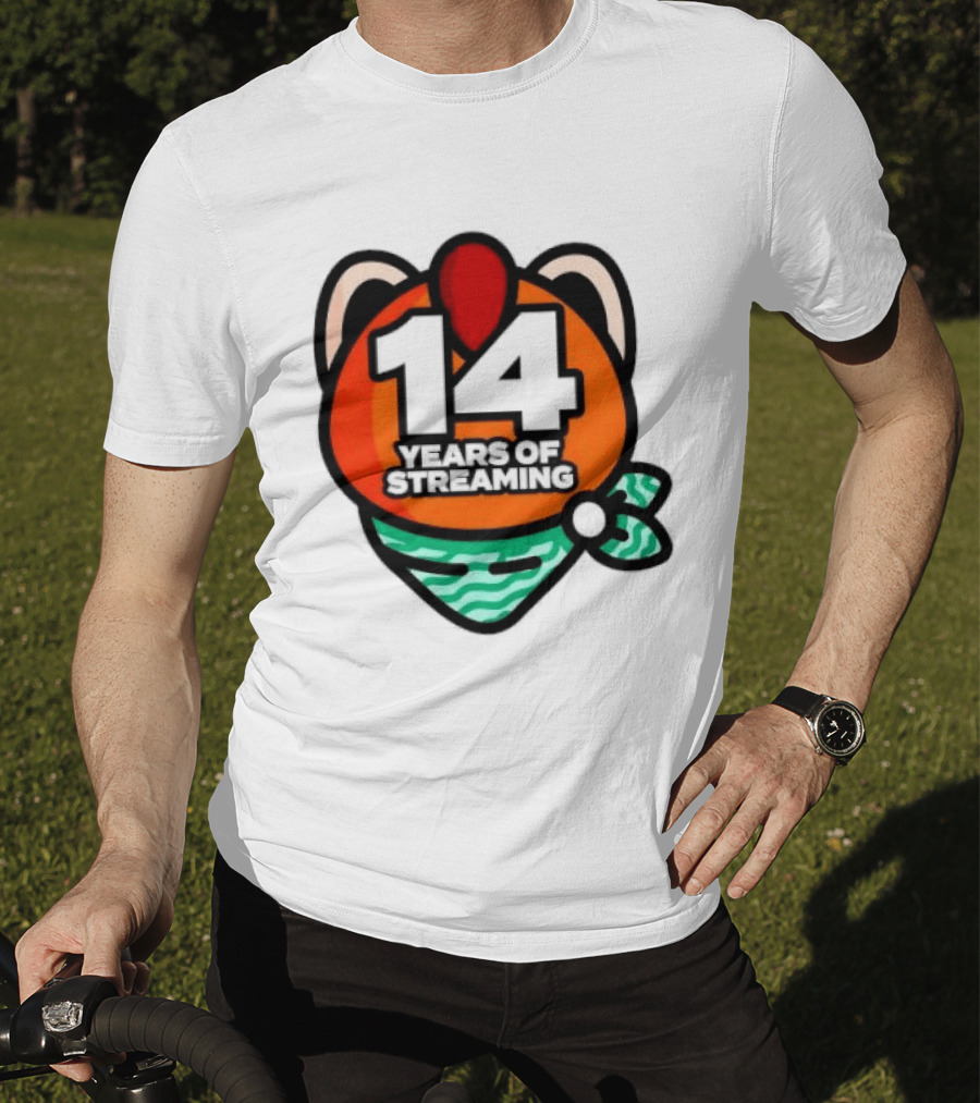 14 Years Of Streaming Cat Ear Design With Bandana T-Shirt