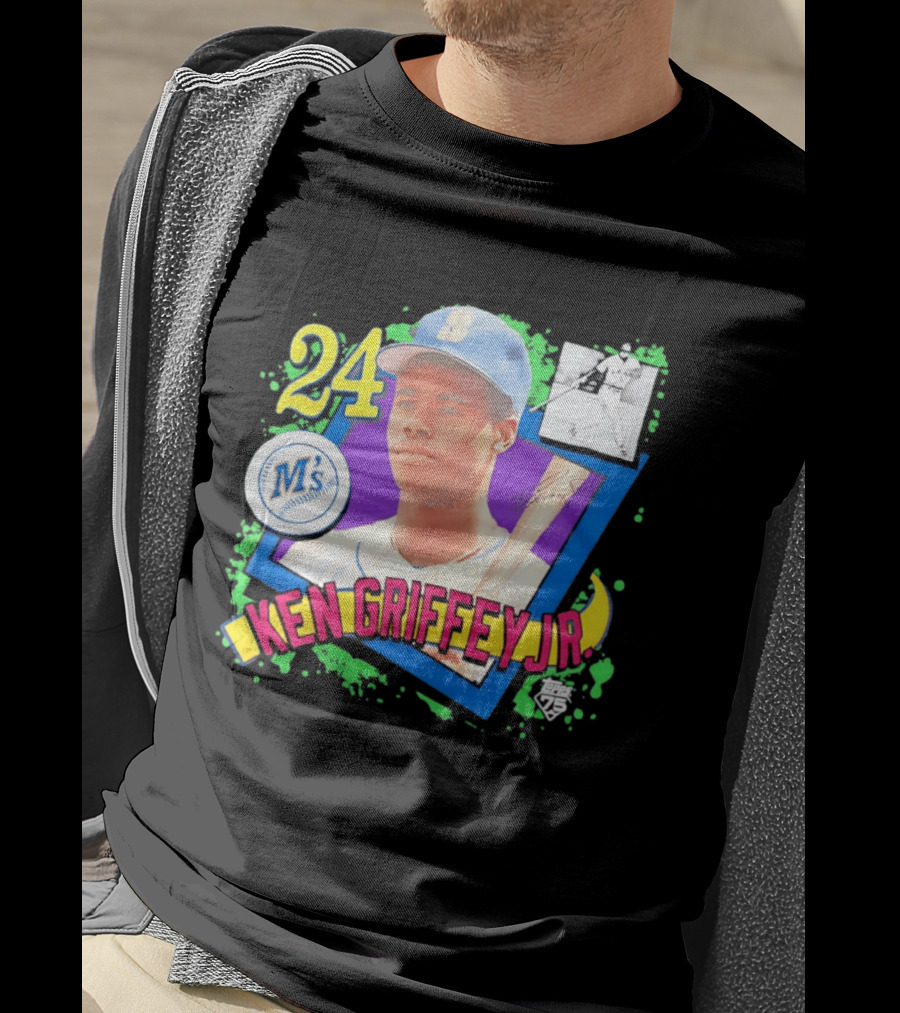 24 Ken Griffey Jr Seattle Mariners M's Topps 75 Remix Graffiti T-Shirt