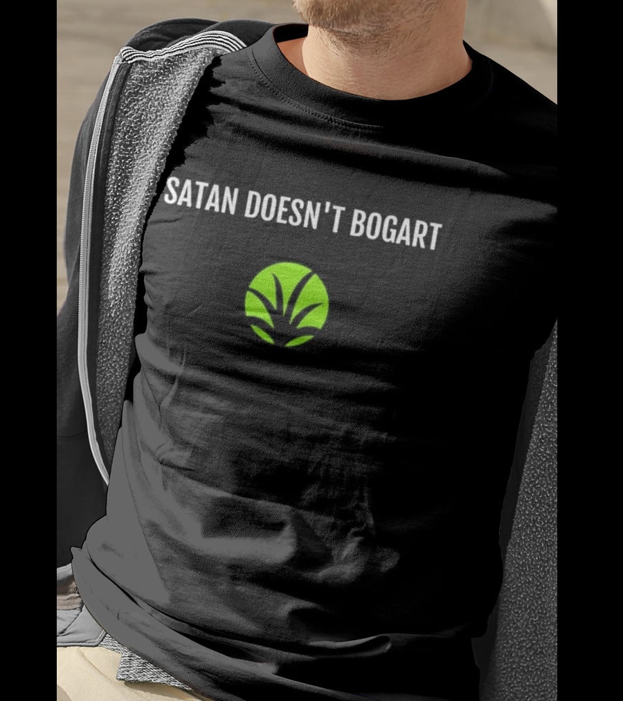 Satan Doesn't Bogart Green Leaf T-Shirt