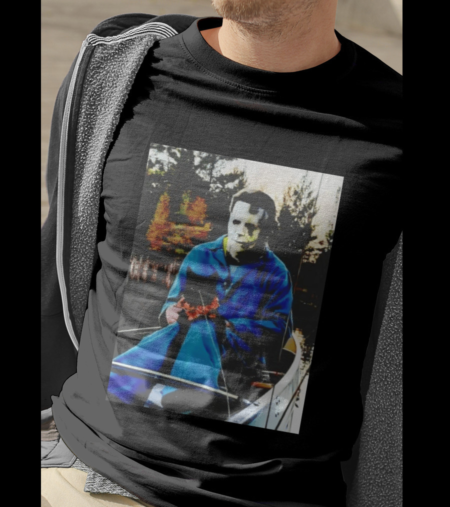 Michael Myers Lake Fishing With Cat In Boat T-Shirt