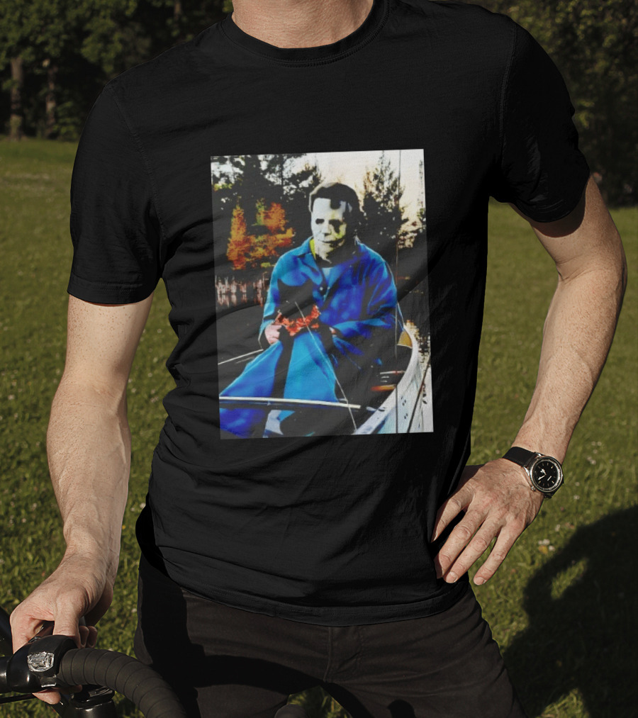 Michael Myers Lake Fishing With Cat In Boat T-Shirt