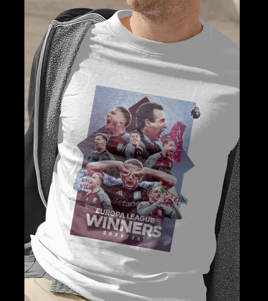 Aston Villa Europa League Champions 2025 2026 Betano Premier League T-Shirt