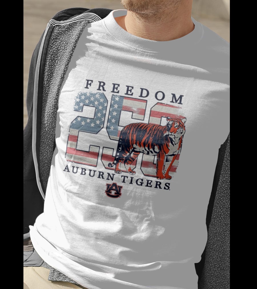 Freedom 250 Auburn Tigers Americana Flag Tiger T-Shirt