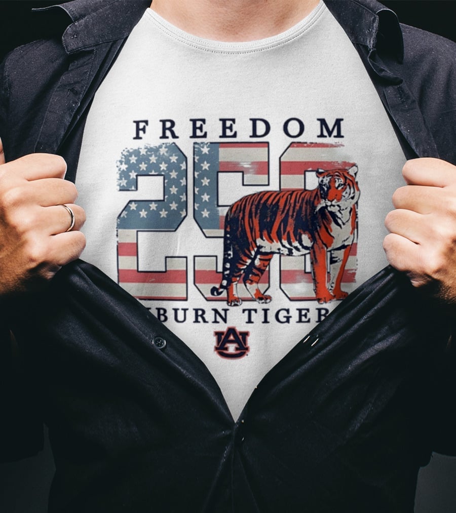 Freedom 250 Auburn Tigers Americana Flag Tiger T-Shirt