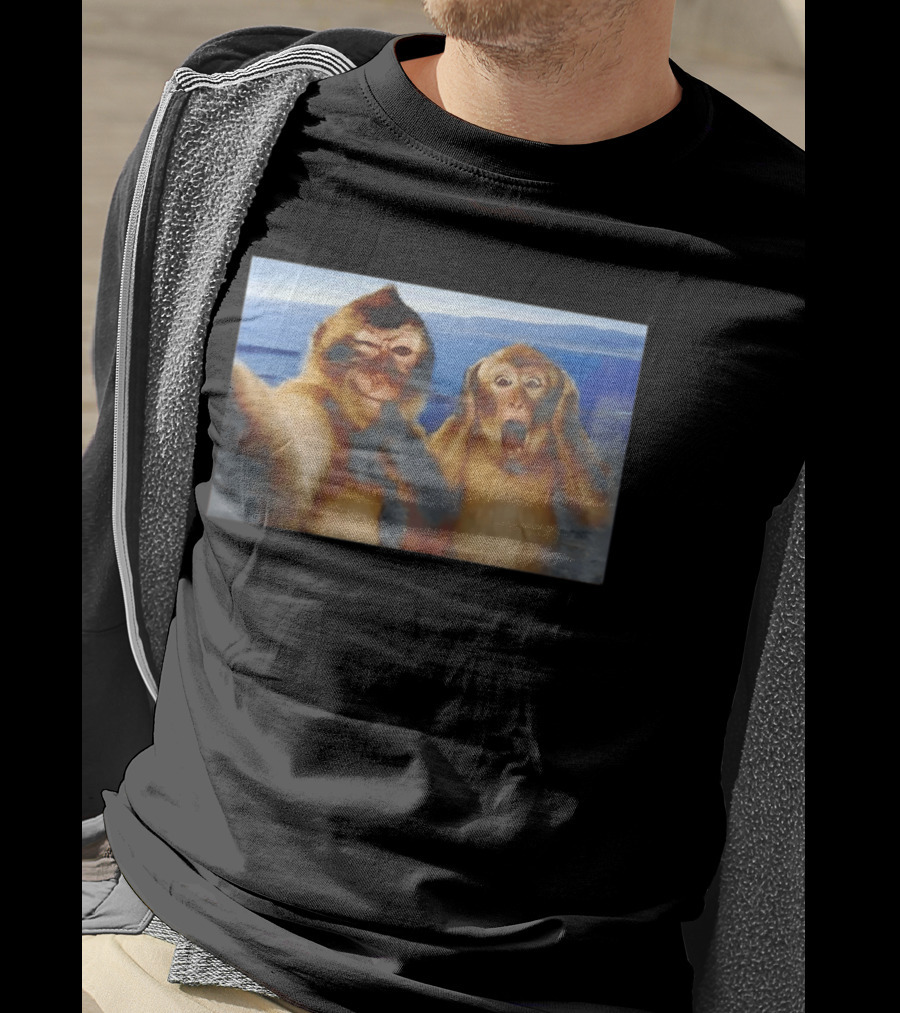 Funny Thinking Monkey Meme Surprised Expression Moments T-Shirt