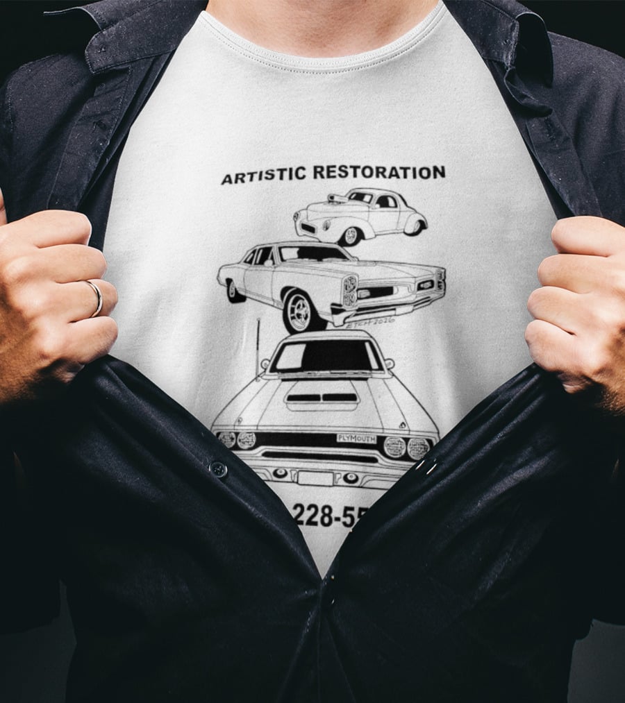 Brandy Melville Artistic Restoration Classic Car Illustration 401 226 5513 T-Shirt