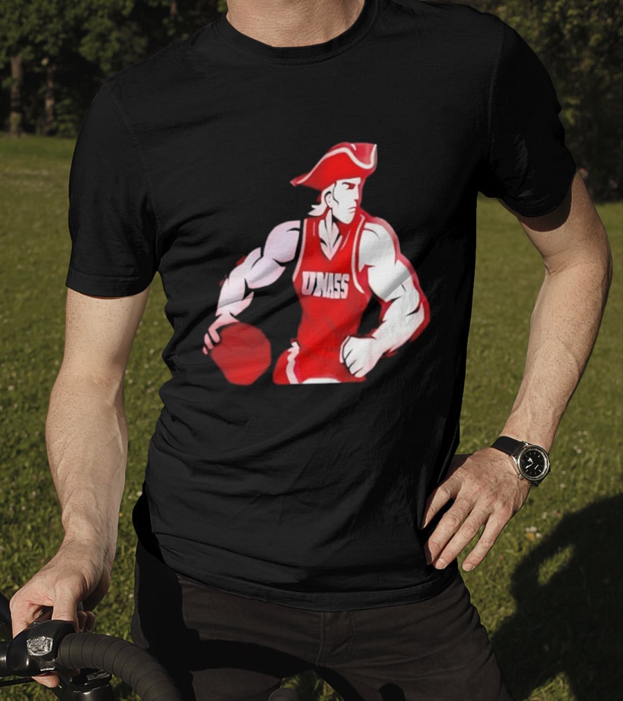 UMass Minutemen Basketball Red Jersey Embroidery T-Shirt