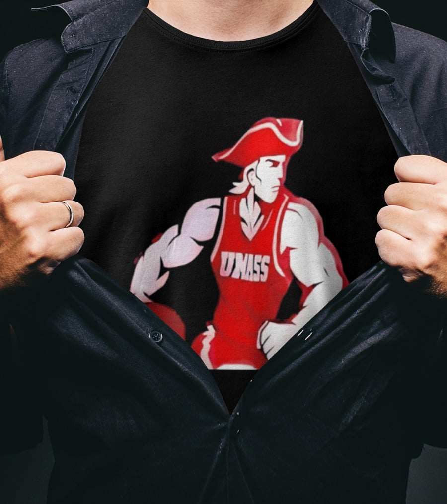 UMass Minutemen Basketball Red Jersey Embroidery T-Shirt