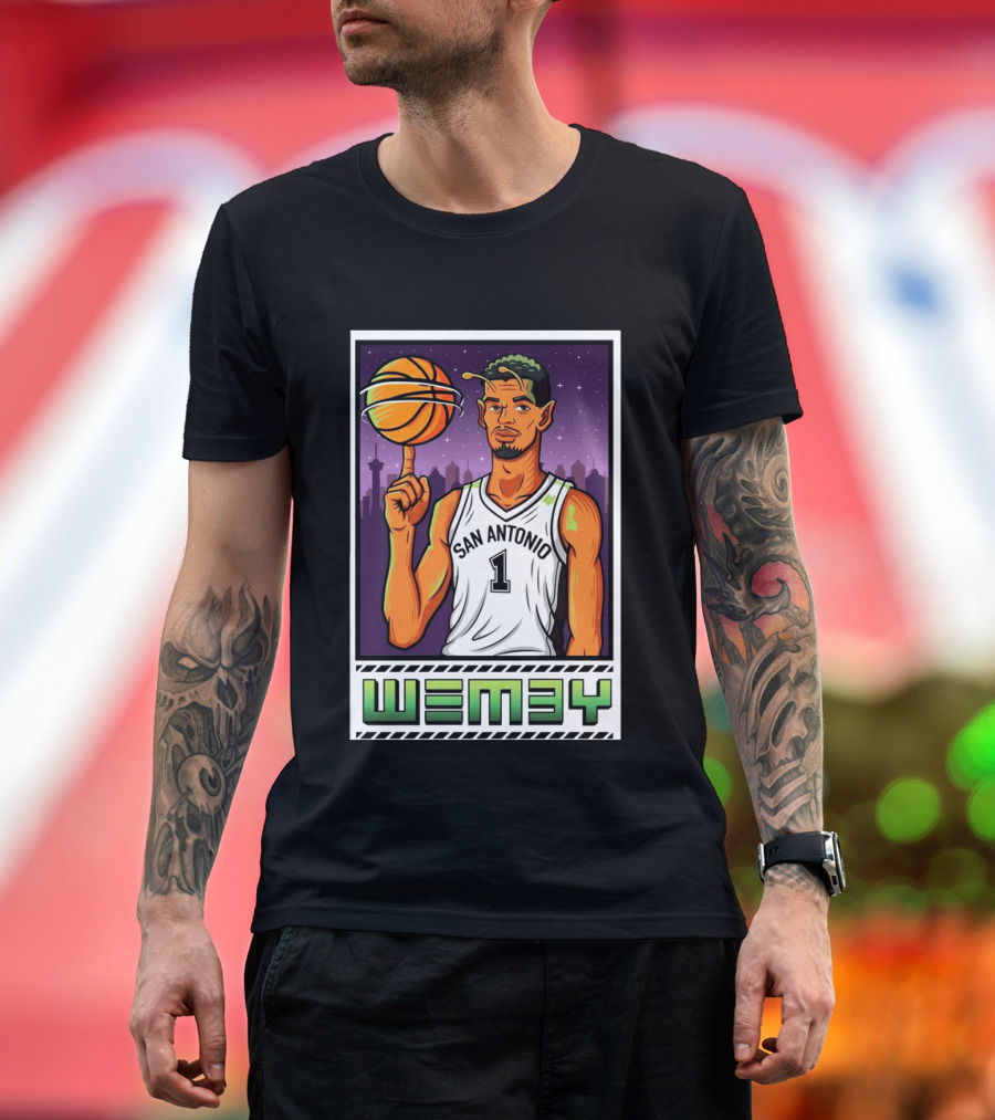 Wembanyama San Antonio Spurs Wemby Giclee Basketball Star Number 1 T-Shirt