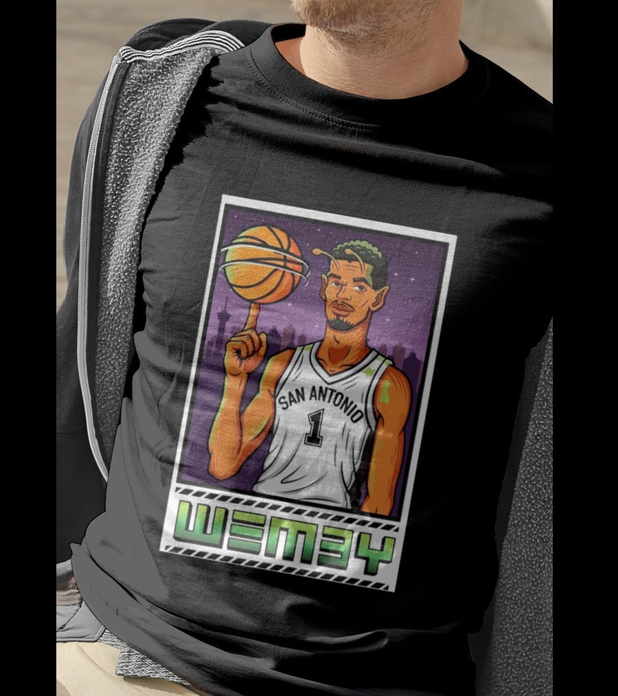 Wembanyama San Antonio Spurs Wemby Giclee Basketball Star Number 1 T-Shirt