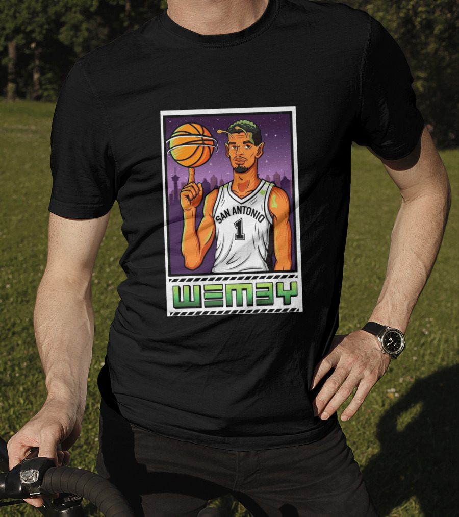 Wembanyama San Antonio Spurs Wemby Giclee Basketball Star Number 1 T-Shirt