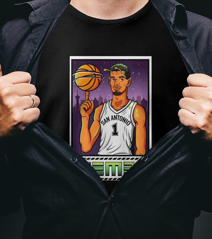 Wembanyama San Antonio Spurs Wemby Giclee Basketball Star Number 1 T-Shirt