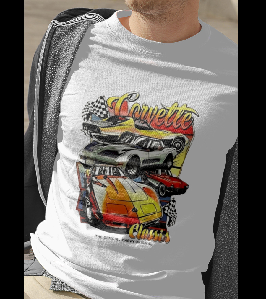 Corvette Classics The Official Chevy Original Cars Racing Flags T-Shirt