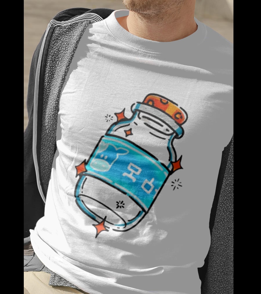Fresh Milk Bottle With Blue Cow Label And Orange Cap T-Shirt